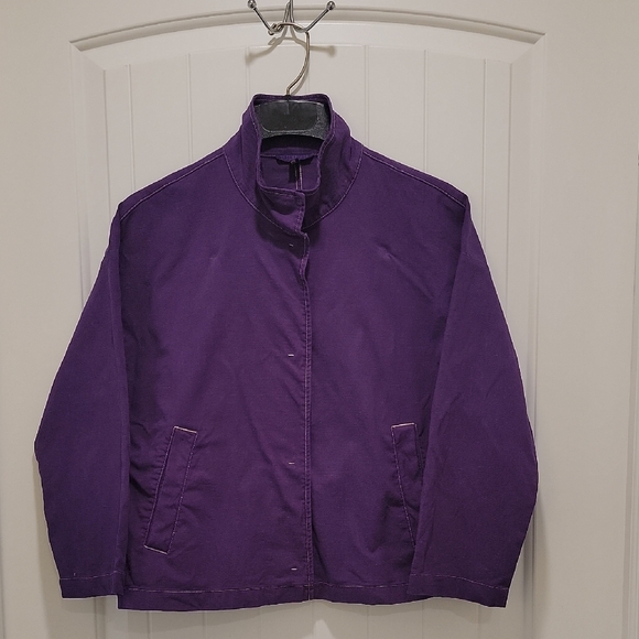 Eileen Fisher Purple Organic Cotton Hemp Boho Jacket Size Medium - Picture 1 of 13